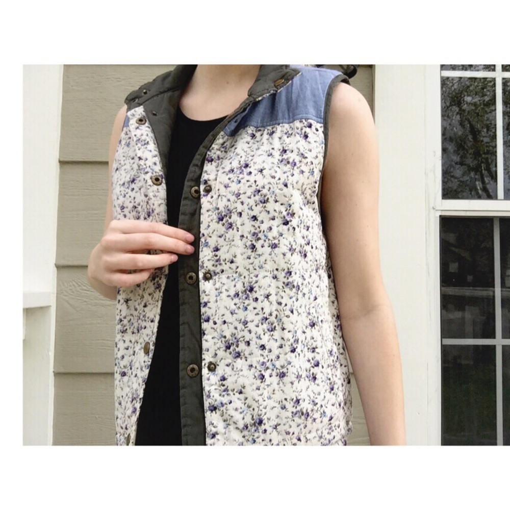 Element reversible green floral winter fall vest small - Picture 5 of 5